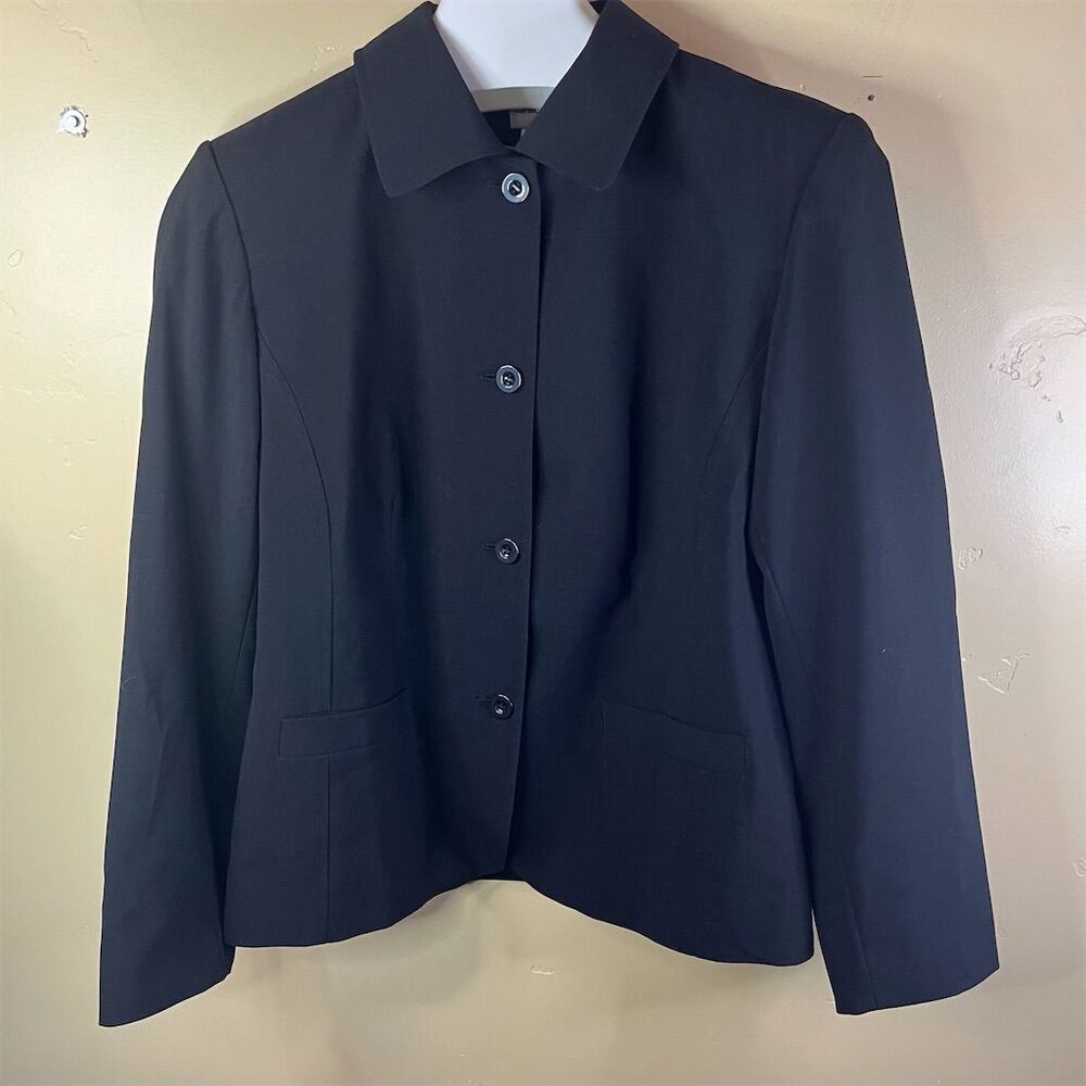 Chico's Women's Black Blazer Size 8 Long Sleeve Blazer Jacket Career Work Wear